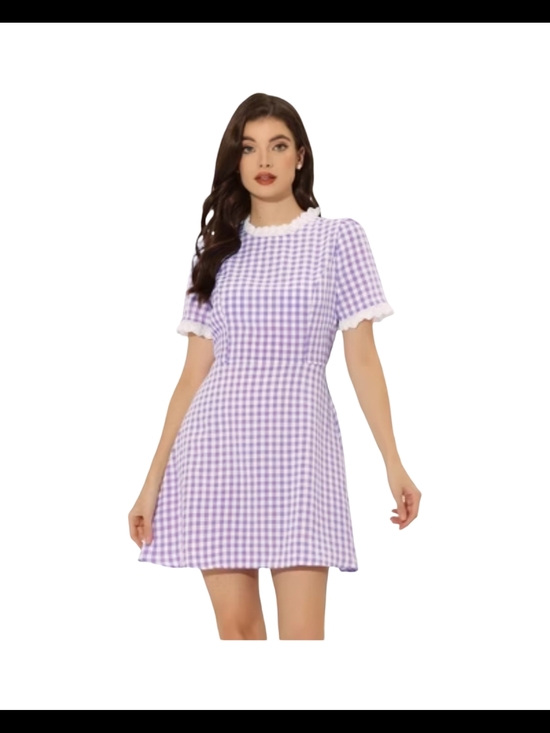 Allegra K Dresses & Skirts - NWOT Size XS Allegra K Purple Gingham Short Sleeve Dress